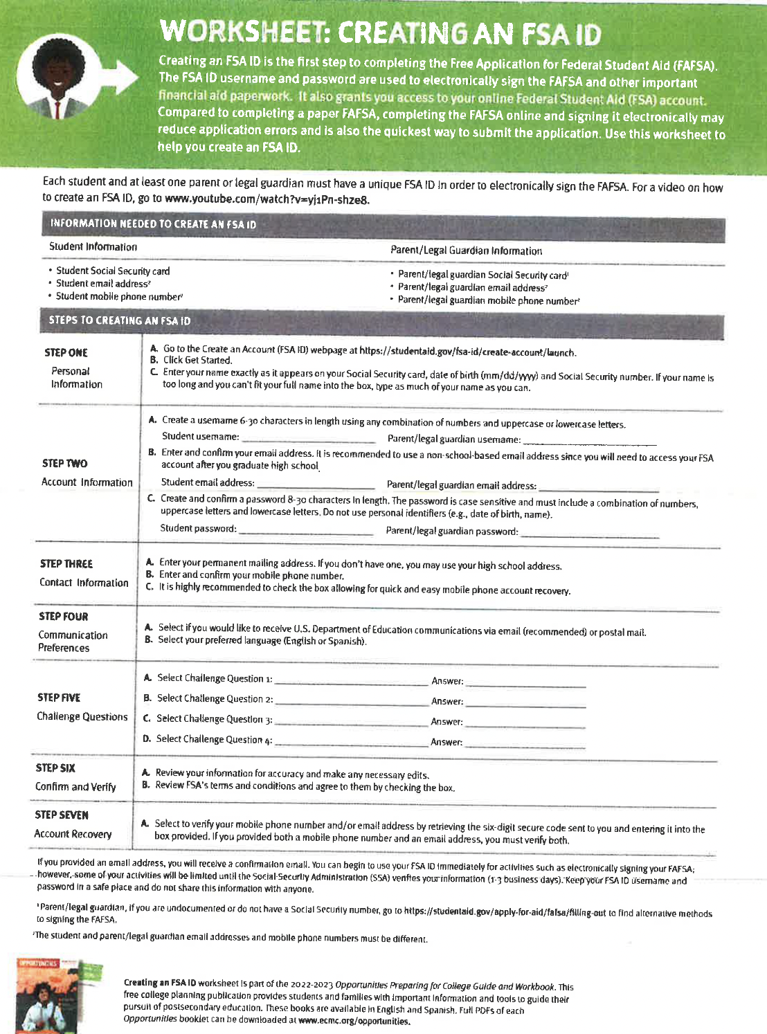  FAFSA Worksheet ID